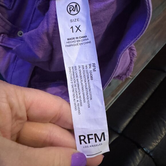 RFM - Garment Dyed, Raw Hem Shorts - Purple - 1x - - Picture 4 of 11